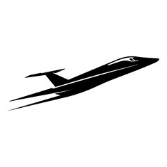 Black Jet Silhouette With Dotted Route Line