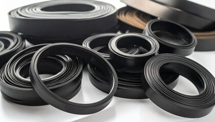 Close-up rubber sealing strips for waterproof doors. A pile of rubber twisted into 