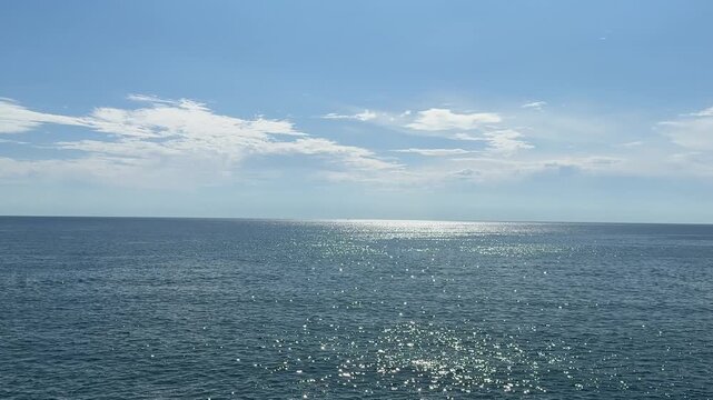 Twinkling sea and blue sky.