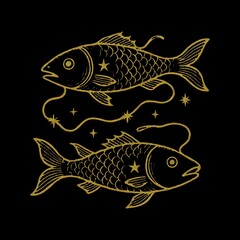 Fototapeta premium Zodiac fish mystical illustration