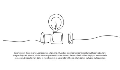 One line of meter pipe with pressure. Abstract minimal continuous line.