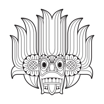 Sri lankan, traditional, devil mask, dancing, outline, colorable, isolated sri lanka traditional devil mask in outline vector icon.eps