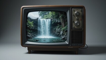 Retro vintage television with blank screen isolated on white