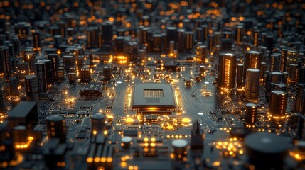 Cityscape of circuit board