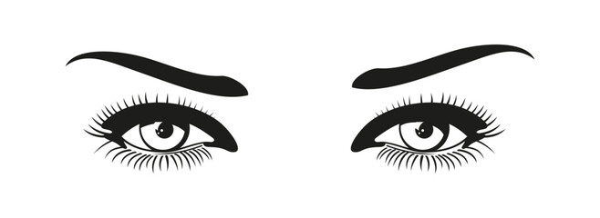 Set Man and woman eyes and eyebrows
