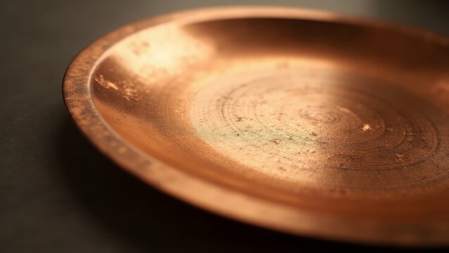 Aged copper bowl with circular texture textured metallic - Powered by Adobe
