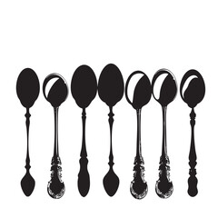 spoons silhouette isolated on white background