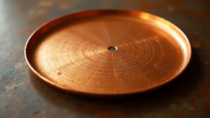 Obraz premium Circular copper plate with textured surface metallic
