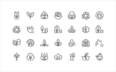Eco lifestyle and green energy conservation icons for nature and sustainability themes