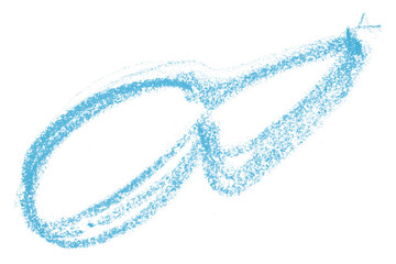 Light blue colored pencil drawing isolated on transparent background