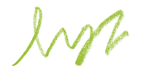 Green colored pencil drawing isolated on transparent background