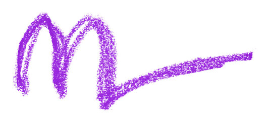 Purple colored pencil drawing isolated on transparent background