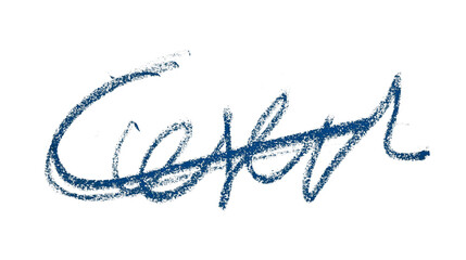 Blue pencil hand writing stroke set on transparent background.