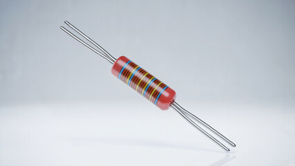 Colorful Resistor on White Background with Reflection