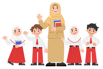 Illustration of Teacher and Students