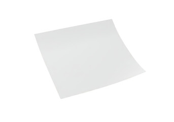 A single blank white sheet of paper is isolated on a transparent background