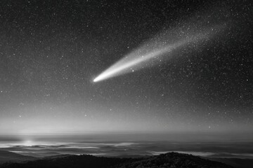 Premium High-Quality Cosmic Exploration Comet Trail in Starry Night Sky Modern Tech Advertising and Sci-Fi Marketing for Young Professionals