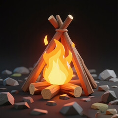Ai generate camp fire with glowing color