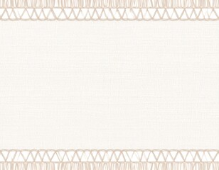 Natural Cream French Linen Texture Border Background. Old Ecru Flax Fibre Seamless 