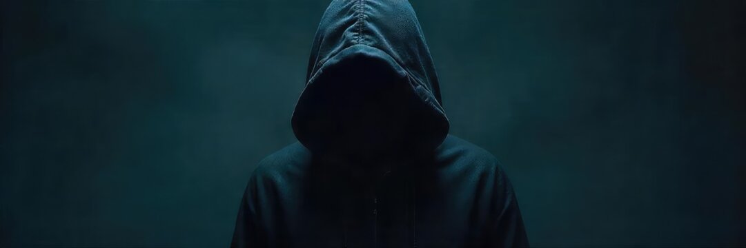 A lone figure is concealed beneath a dark hooded garment, their identity hidden in shadow The focus is on the mystery and concealment provided by the hood , weather protection, incognito, garment