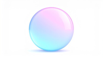 3d crystal ball pink blue gradient colors isolated on white background. Abstract bub