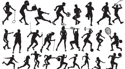 Naklejka premium Sports Silhouette Vector , black silhouettes isolated on white background