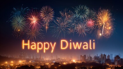 Diwali festival fireworks over the city.