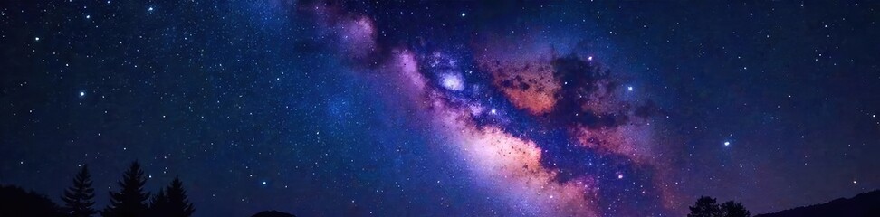 Naklejka premium Night sky ablaze with stars forming a celestial constellation, a breathtaking cosmic display of astrological wonders , galactic, astrology, cosmic phenomena