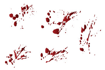 Paint splatter red blood splash illustration background set