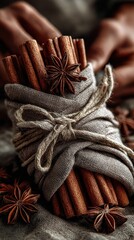 Handmade details for autumn spaces, cinnamon and star anise decor with rustic warmth, natural texture, and cozy seasonal charm for artisanal home styling
