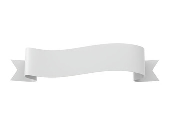 A blank white banner ribbon isolated on a transparent background, ready for text