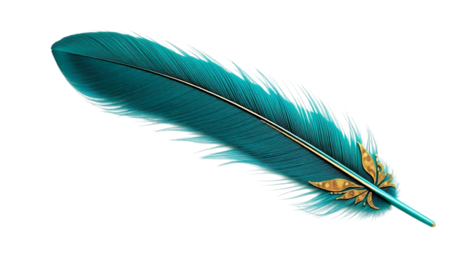 Teal Feather with Gold Accents Elegant Design
