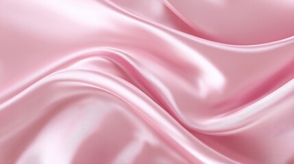 Obraz premium Silky pink fabric is arranged in soft, flowing folds, showcasing its smooth texture and elegant sheen. This fabric is perfect for various design and craft projects.