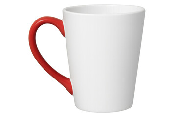 White mug with a red handle isolated on a transparent background
