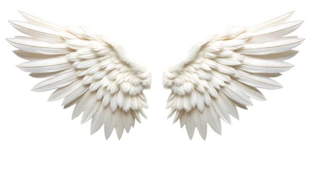Majestic White Angel Wings on Black Background