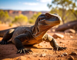 Obraz premium Desert lizard, sunlit profile