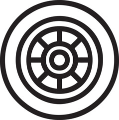 Obraz premium Car wheel Outline vector illustration isolated On Transparent Background