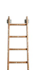 Wooden step ladder for climbing isolated on transparent background