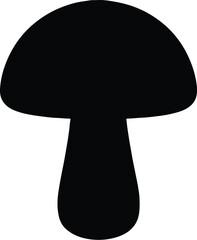 Minimalist Black Mushroom Silhouette with Rounded Cap and Thick Stem