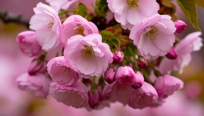 Obraz premium Close-up of delicate pink cherry blossoms (1)