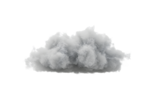 Single voluminous gray cloud on white