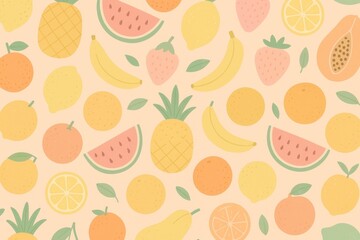 Colorful tropical fruit pattern.