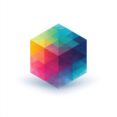 Colorful, geometric hexagon, vibrant, abstract