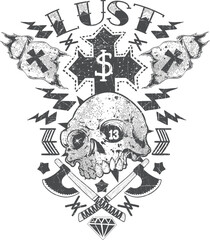 skull with wings and sword