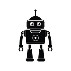 Fototapeta premium Cute Retro Style Robot Silhouette with Antenna and Circular Details
