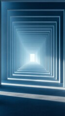 Obraz premium Abstract Tunnel with Light at End, Square Shapes Architecture