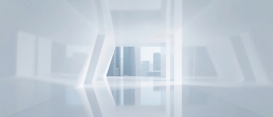 Obraz premium Modern Architectural Interior with Geometric Light Patterns