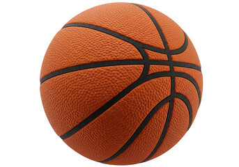 Fototapeta premium A detailed basketball with its characteristic orange pebbled texture and black lines, isolated on a transparent background
