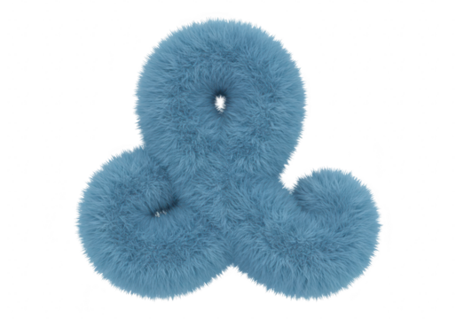 A fluffy, soft blue ampersand symbol isolated on a plain transparent background - Powered by Adobe