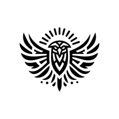 Obraz premium Flat tribal eagle head with pointed feather shapes
